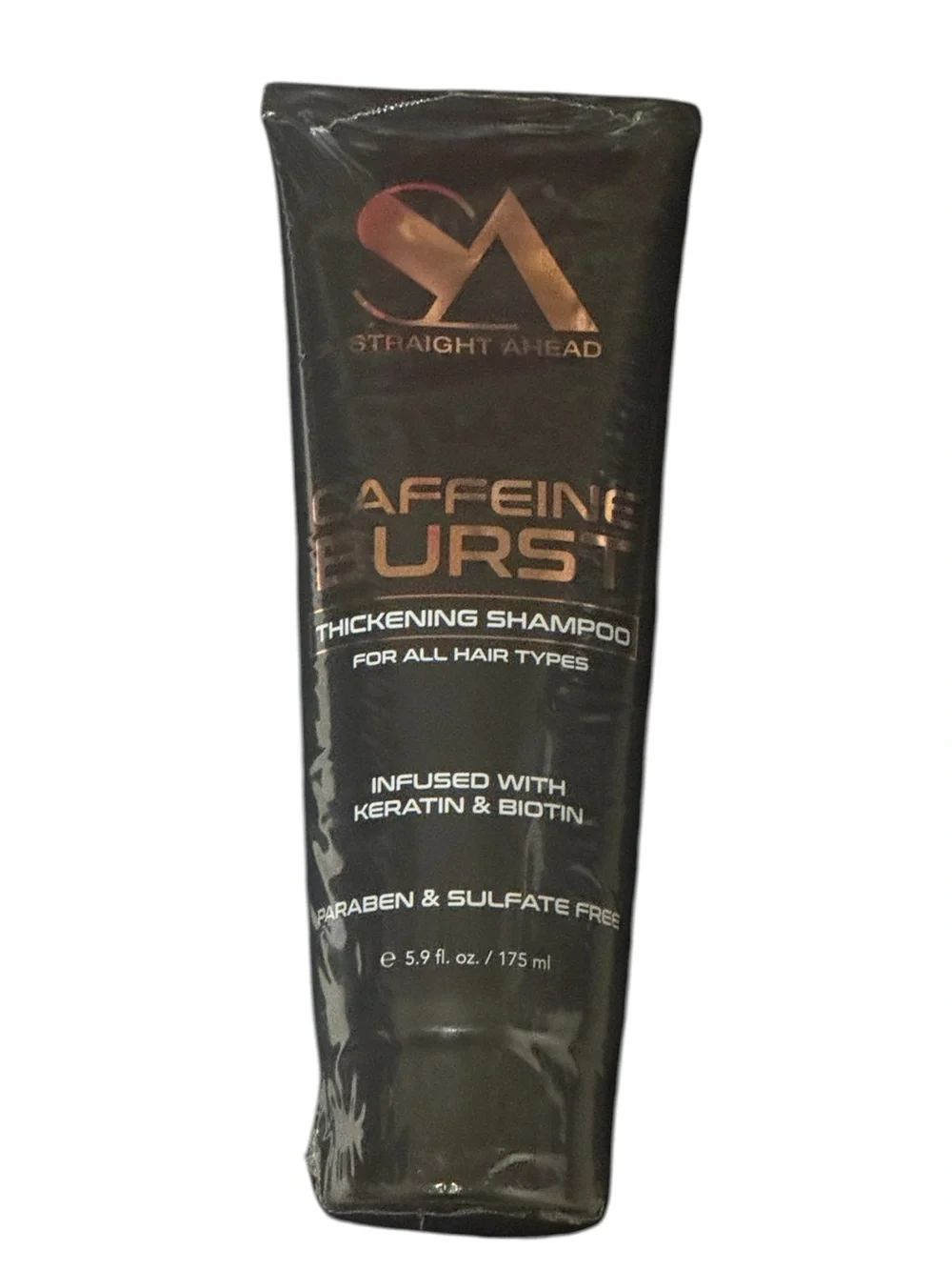 Straight Ahead Caffeine Burst Thickening Shampoo - Black & Rose Gold Bottle